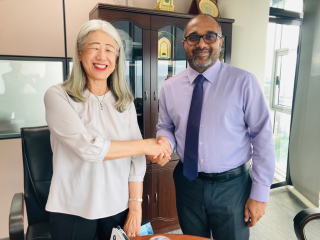 The Japanese Ambassador H.E. Takeuchi pays a courtesy call on the Minister of Homeland Security and Technology, H.E.Ali Ihusaan.