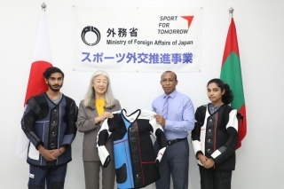 Handover Ceremony of Rifle Shooting Clothing for the FY2023 Sports Diplomacy Enhancement Project