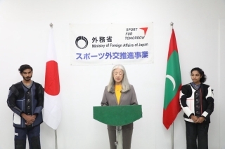 Handover Ceremony of Rifle Shooting Clothing for the FY2023 Sports Diplomacy Enhancement Project