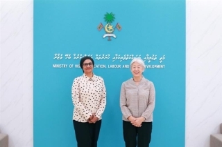 Farewell Greetings by the Ambassador H.E. Takeuchi to the Minister of Higher Education, Labour and Skills Development Dr. Mariyam Mariya